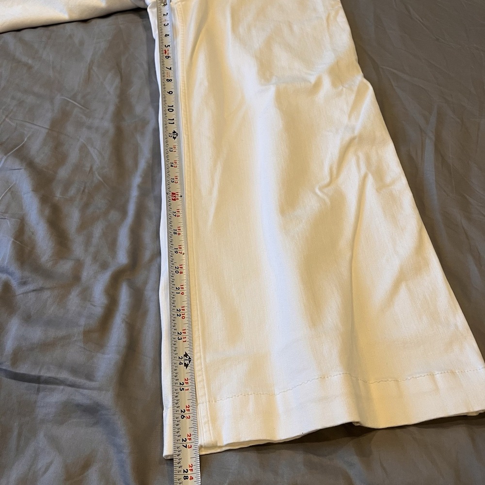 SPANX Shapewear Cropped Wide-Leg Jeans Nautical Large White Stretch Pull On - Picture 9 of 12